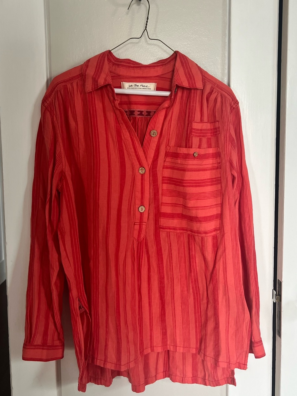 We The Free Red Striped Long-Sleeve Tunic
